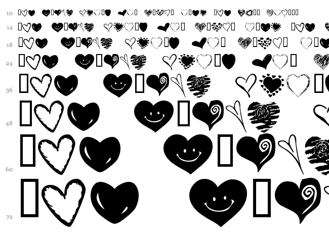 KR Heartalicious font waterfall